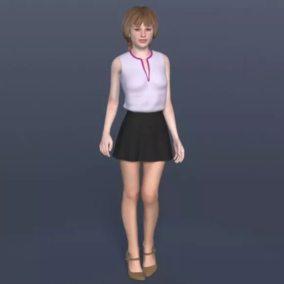 Warrior Girl Character With Rover Robot 3d model