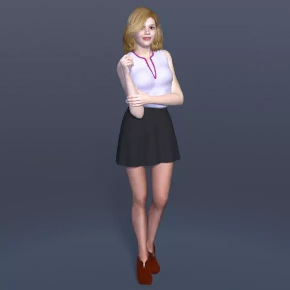 Pink Hair Young Girl Character 3d model