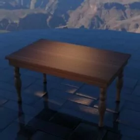 Simple Wood Table Carved Leg 3d model