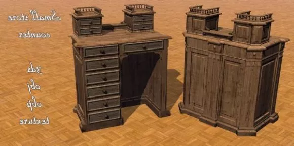 Pub Counter With Bar Chair 3d model