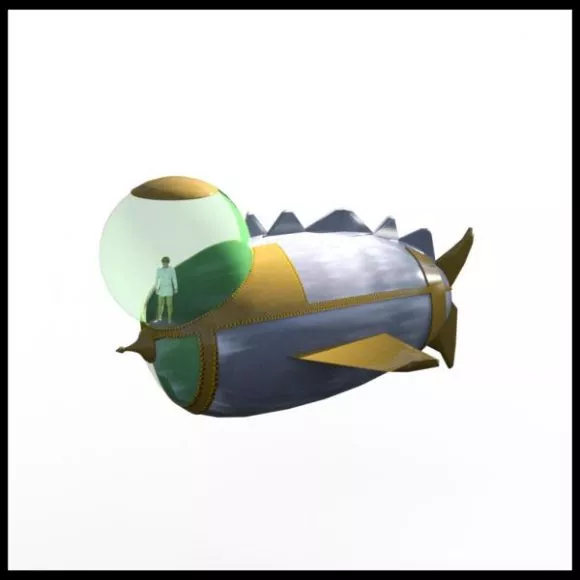 Old Military Submarine 3d model