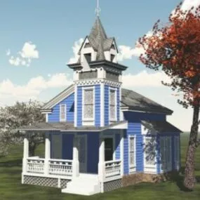 Country House Building Exterior Scene 3d model