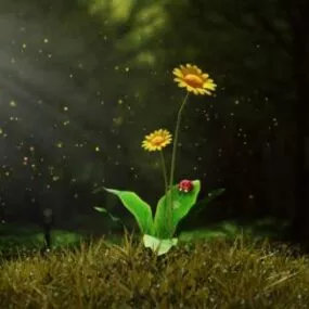 Realistic Sunflower On Grass 3d model