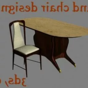 Table And Chair Workspace Set 3d model