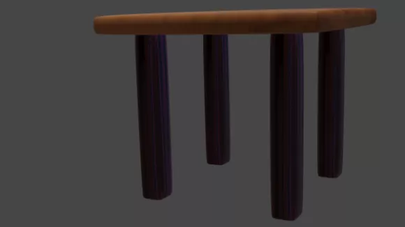Wood Table Rectangular Shape Steel Leg 3d model