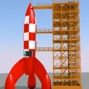 Tintin Cartoon Rocket 3d model