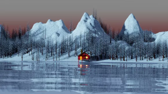 Winter Frozen Lake Scene 3d model Winter Frozen Lake Scene 3d model