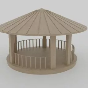 Round Wooden Gazebo 3d model