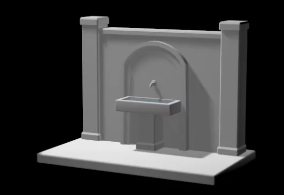 Rustic Water Fountain Pump Column 3d model