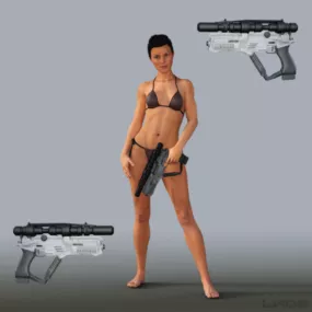Bikini Girl With Pistol 3d model