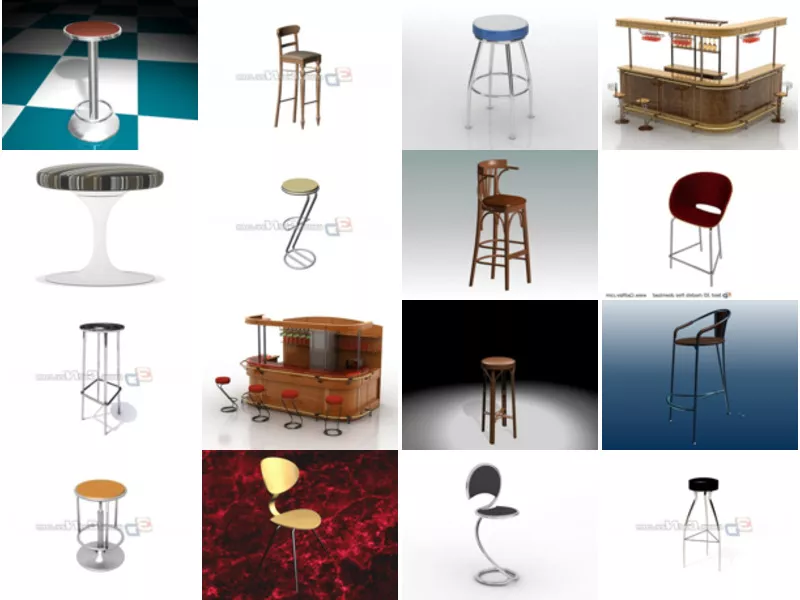 Top 16 Bar Stools 3D Models for Free Most Popular 2022