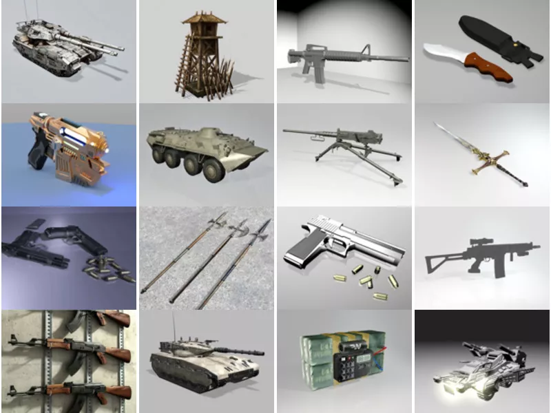 Top 16 Weapon 3D Models Newest 2022