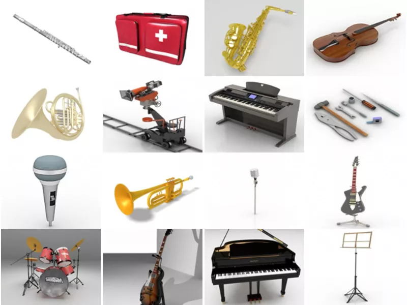 Top 17 Musical Instrument 3D Models Most Popular 2022