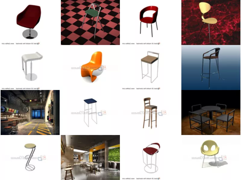 Top 18 Bar Chairs 3D Models for Free Most Viewed 2022