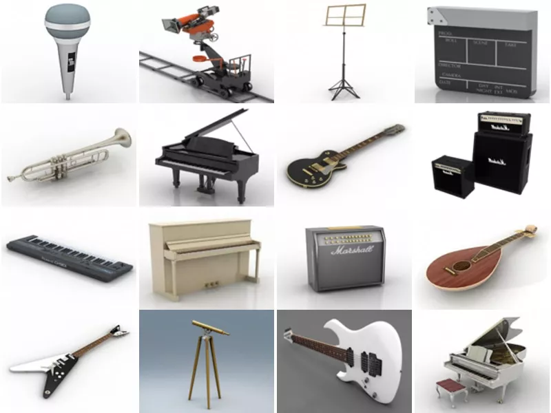 Top 18 Musical Instrument 3D Models Most Popular 2022