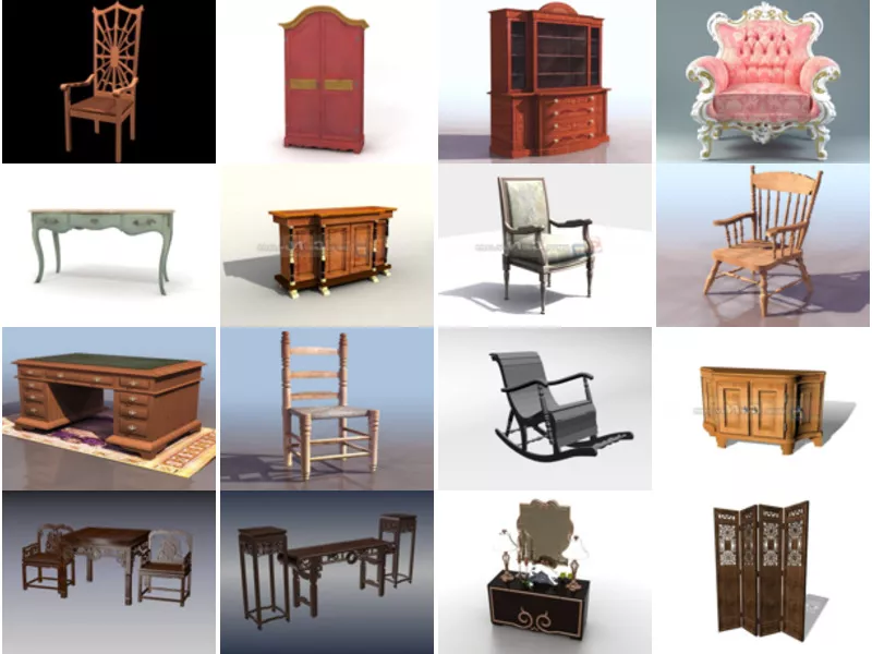 Top 20 Antique Furniture 3D Models for Design Most Popular 2022