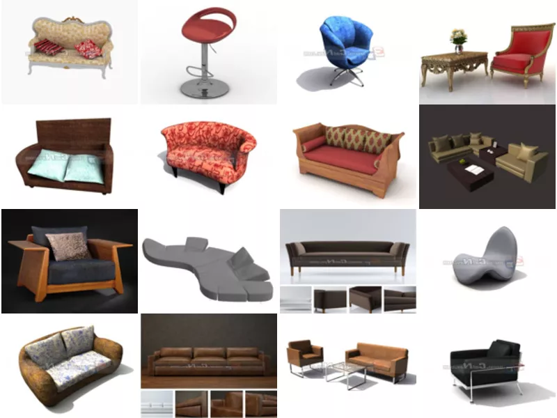 Top 20 Sofas 3D Models Most Popular 2022