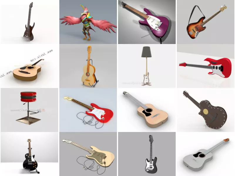 Top 24 3ds Max Guitar 3D Models for Design Newest 2022