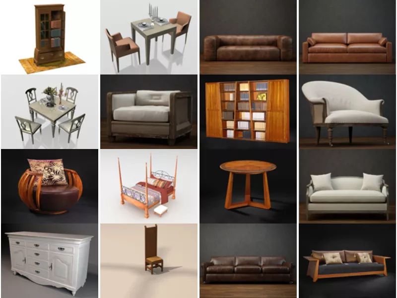 Top 24 Classical Furniture 3D Models Most Popular 2022