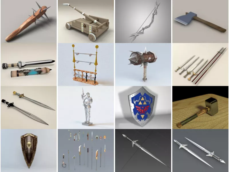 Top 25 Medieval Weapons 3D Models for Design Most Popular 2022