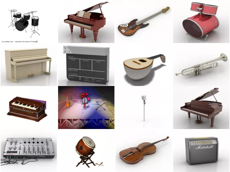 Top 26 Musical Instrument 3D Models Most Popular 2022