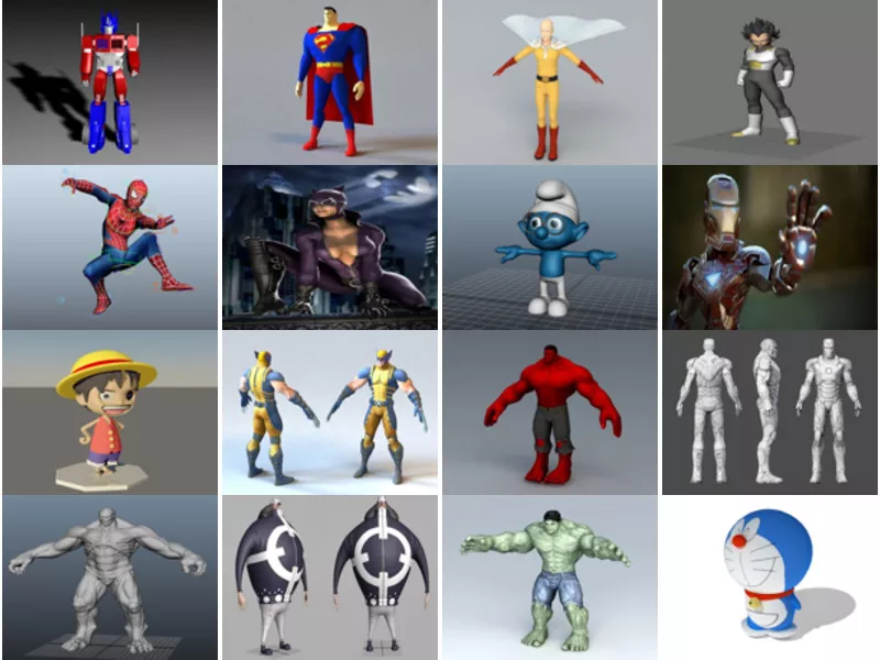 Top 30 Comic Characters 3D Models Resources Most Viewed 2022