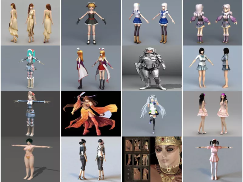 Top 30 Girl Characters 3D Models Most Viewed 2022
