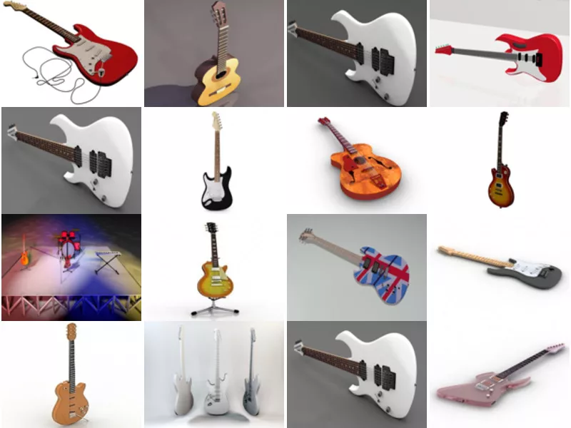 Top 32 Guitar 3D Models for Rendering Most Popular 2022