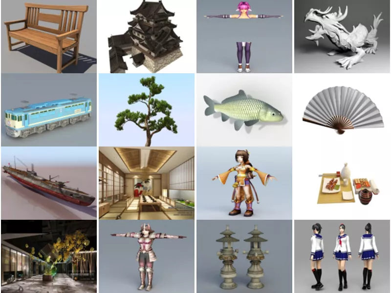 Top 34 Japanese 3D Models Most Viewed 2022