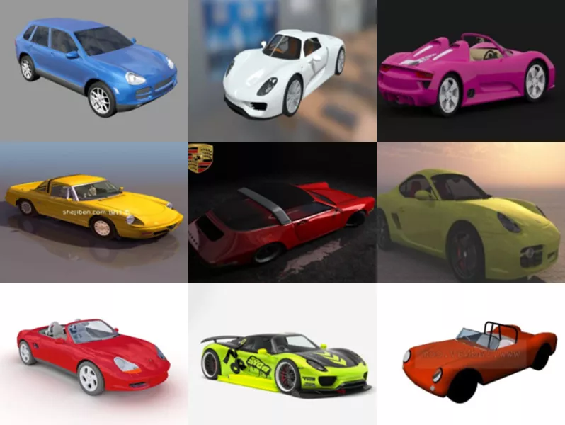 Top 9 Porsche Car 3D Models Most Recent 2022