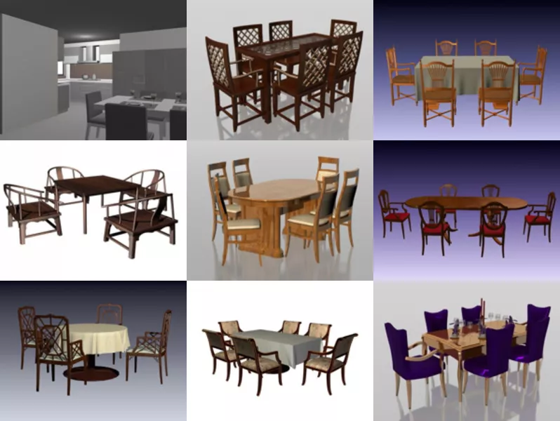 Top 12 Dining Sets 3D Models for Design Newest 2022