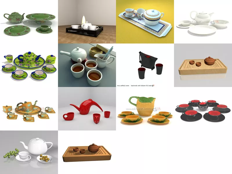 Top 14 Tea Set 3D Models for Rendering Latest 2022