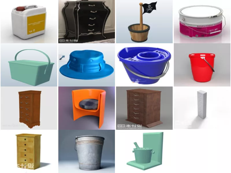 Top 15 Bucket 3D Models for Design Newest 2022