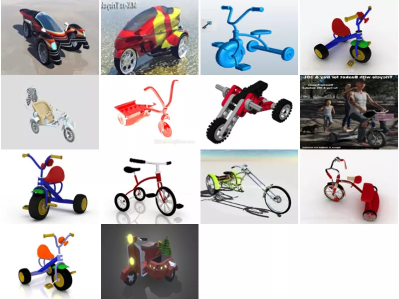 Top 15 Tricycle 3D Models for Rendering Newest 2022