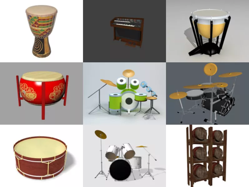 Top 9 Drums 3D Models Latest 2022