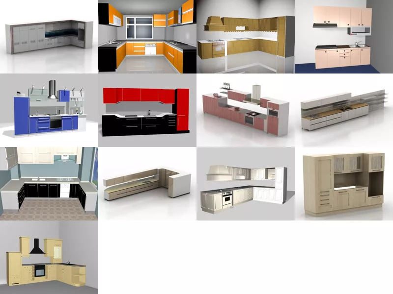 Top 13 Free 3D Kitchen Cabinet Models Latest 2022