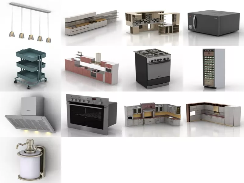 Top 13 Free 3D Kitchen Furniture Models Latest 2022