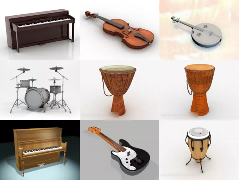 Top 9 Free 3D Musical Instruments Models Most Recent 2022