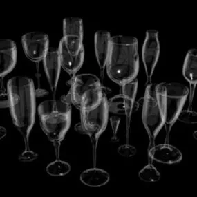 Wine Glass Stack Set 3d model