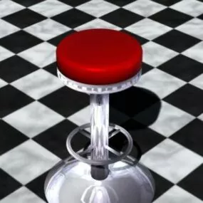 Chrome Stool Luxurious Style 3d model