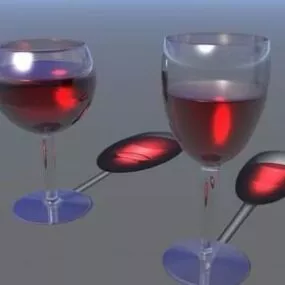 Filled Wine Glasses 3d model