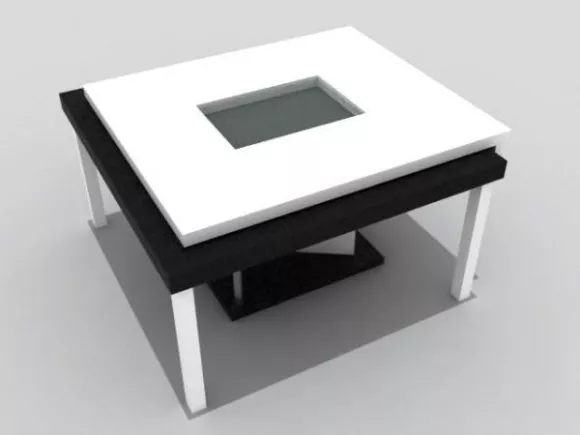 Glass Coffee Table Curved Form 3d model