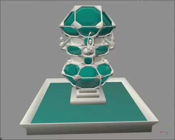 Garden Fountain With Water 3d model