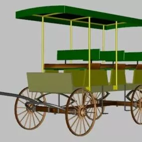 Three Seats Buggy Cart 3d model