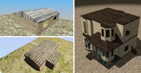 House Complex Building With Landscape 3d model