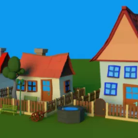 Lowpoly Cartoon Houses 3d model