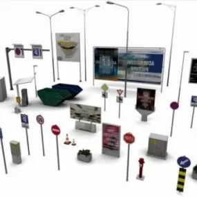 Traffic Street Lamp Sign Accessories 3d model
