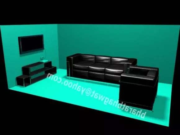 Leather Sofa Two Seats, Upholstered Smooth Edge 3d model