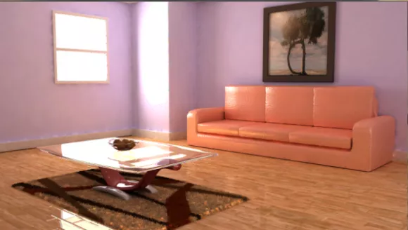 Set Of Realistic Sofa On Rug With Round Coffee Table 3d model