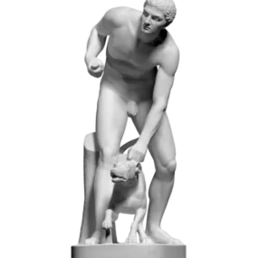 Ancient Statue Hunter Man And Dog 3d model